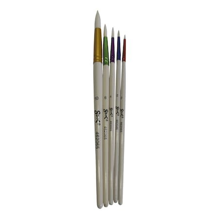 True Flow Spectrum Watercolor Paint Brushes, Round, Assorted Size, Set Of 5 PK